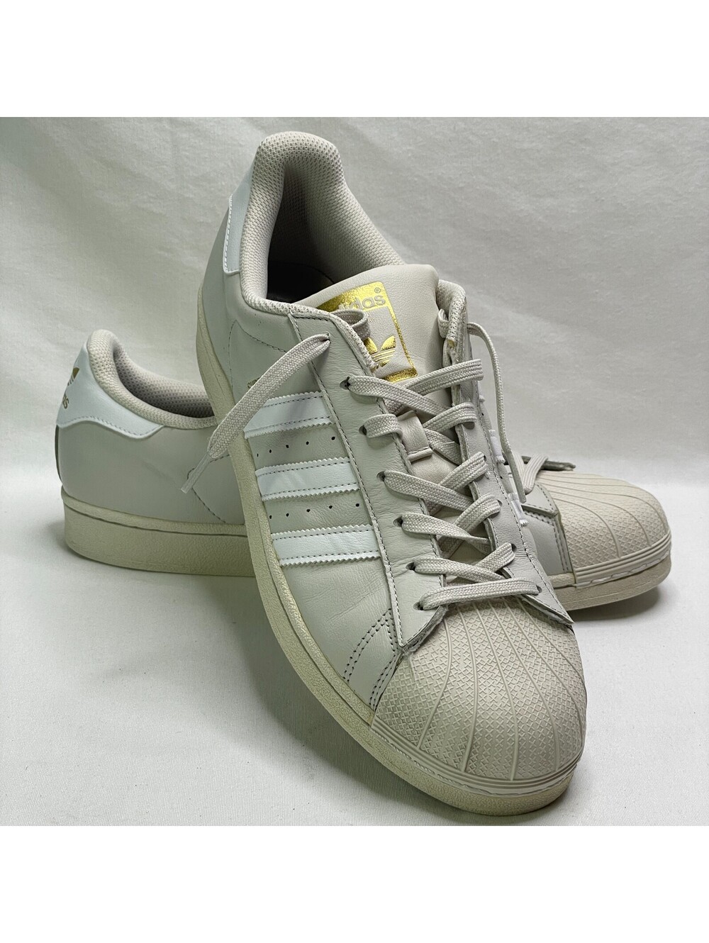 Adidas Men's Shoes Originals Superstar Talc Beige Gold Leather Size 11.5 BW1304